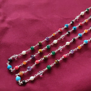 Pure Silver /Nine Stones Neck lace