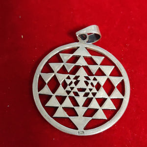 Pure silver sri yantra pendant
