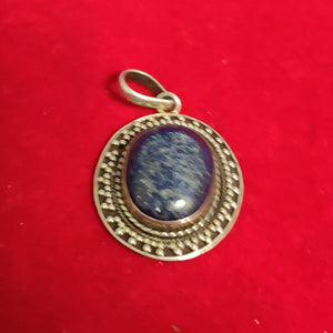 Pure silver lapizuli semi precious stone pendant
