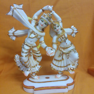 9" Painted Radha Krishna Dancing - SN174