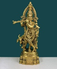 Brass Cow Krishna Statue