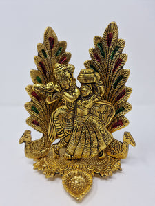 METAL PEACOCK RADHA KRISHNA DIYA (USZ)