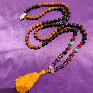 Lava/ Sandalwood/ 7 Chakra Mala