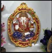 METAL GANESHA OVAL FRAME HANGING (ARZ)