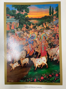 Krishna and Balarama Cowherding Poster