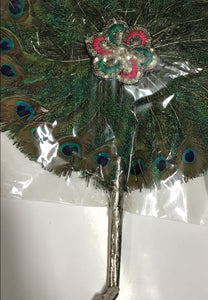 Peacock Feather Fan (Metal Handle)