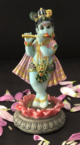 Krishna On Lotus Deity 2.5" Murti